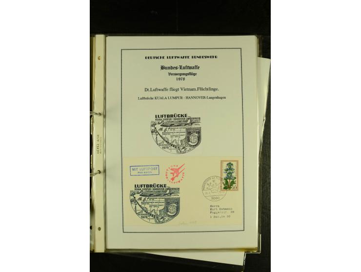 1948/1977, Sammlung moderne Luftpost mit Bedarfspost Bund/Berlin, Ballonpost, Bundes-Luftwaffe, Raketenpost und Concorde-Sond