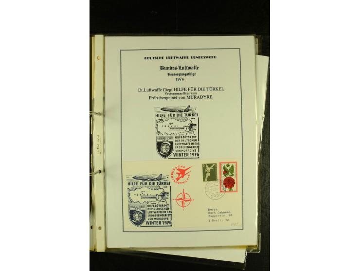 1948/1977, Sammlung moderne Luftpost mit Bedarfspost Bund/Berlin, Ballonpost, Bundes-Luftwaffe, Raketenpost und Concorde-Sond