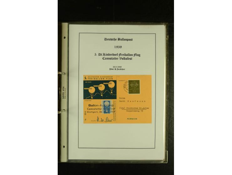 1948/1977, Sammlung moderne Luftpost mit Bedarfspost Bund/Berlin, Ballonpost, Bundes-Luftwaffe, Raketenpost und Concorde-Sond