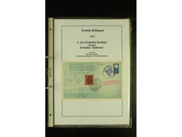 1948/1977, Sammlung moderne Luftpost mit Bedarfspost Bund/Berlin, Ballonpost, Bundes-Luftwaffe, Raketenpost und Concorde-Sond