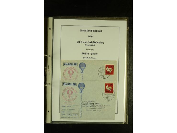 1948/1977, Sammlung moderne Luftpost mit Bedarfspost Bund/Berlin, Ballonpost, Bundes-Luftwaffe, Raketenpost und Concorde-Sond