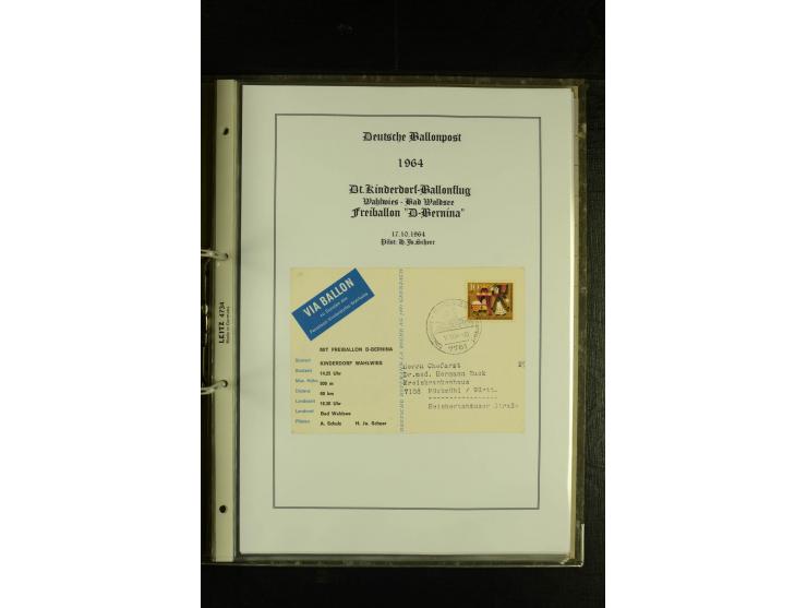 1948/1977, Sammlung moderne Luftpost mit Bedarfspost Bund/Berlin, Ballonpost, Bundes-Luftwaffe, Raketenpost und Concorde-Sond