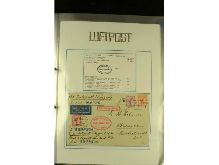 1925/1940 (ca.), umfangreiche Sammlung "Flugpostlinen aus Aller Welt" inkl. dt. Katapultpost mit ca. 190 Briefen und Karten, 