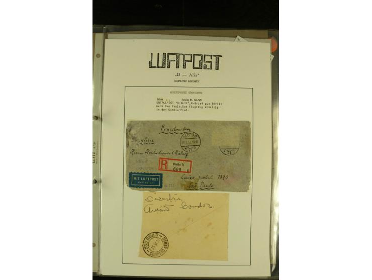 1925/1940 (ca.), umfangreiche Sammlung "Flugpostlinen aus Aller Welt" inkl. dt. Katapultpost mit ca. 190 Briefen und Karten, 
