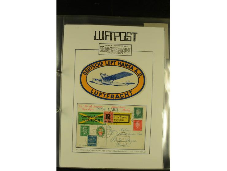 1925/1940 (ca.), umfangreiche Sammlung "Flugpostlinen aus Aller Welt" inkl. dt. Katapultpost mit ca. 190 Briefen und Karten, 