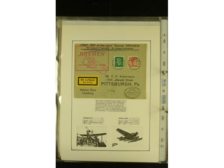 1925/1940 (ca.), umfangreiche Sammlung "Flugpostlinen aus Aller Welt" inkl. dt. Katapultpost mit ca. 190 Briefen und Karten, 