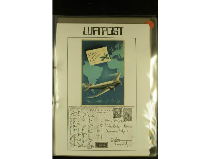 1925/1940 (ca.), umfangreiche Sammlung "Flugpostlinen aus Aller Welt" inkl. dt. Katapultpost mit ca. 190 Briefen und Karten, 