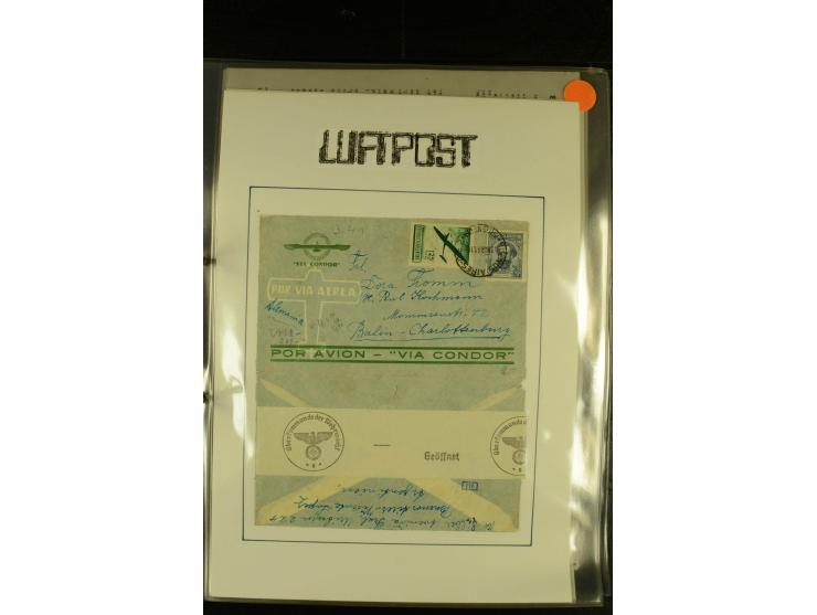 1925/1940 (ca.), umfangreiche Sammlung "Flugpostlinen aus Aller Welt" inkl. dt. Katapultpost mit ca. 190 Briefen und Karten, 