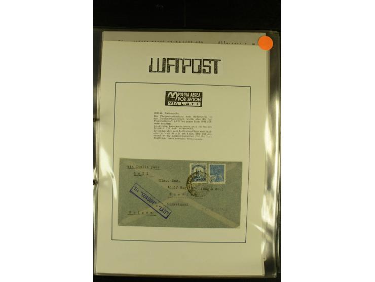 1925/1940 (ca.), umfangreiche Sammlung "Flugpostlinen aus Aller Welt" inkl. dt. Katapultpost mit ca. 190 Briefen und Karten, 