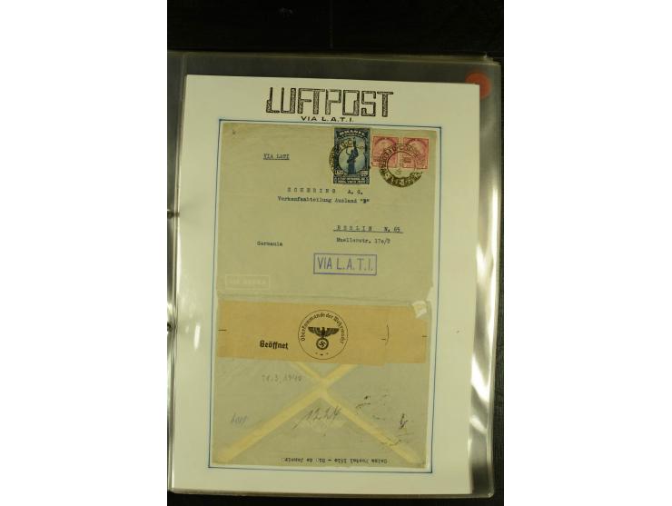 1925/1940 (ca.), umfangreiche Sammlung "Flugpostlinen aus Aller Welt" inkl. dt. Katapultpost mit ca. 190 Briefen und Karten, 