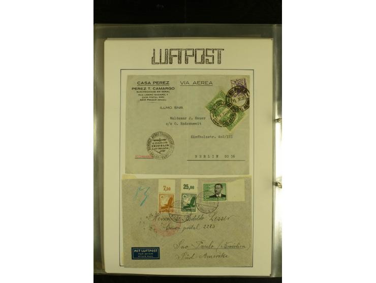 1925/1940 (ca.), umfangreiche Sammlung "Flugpostlinen aus Aller Welt" inkl. dt. Katapultpost mit ca. 190 Briefen und Karten, 