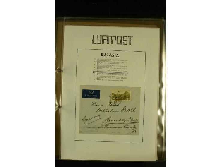 1925/1940 (ca.), umfangreiche Sammlung "Flugpostlinen aus Aller Welt" inkl. dt. Katapultpost mit ca. 190 Briefen und Karten, 