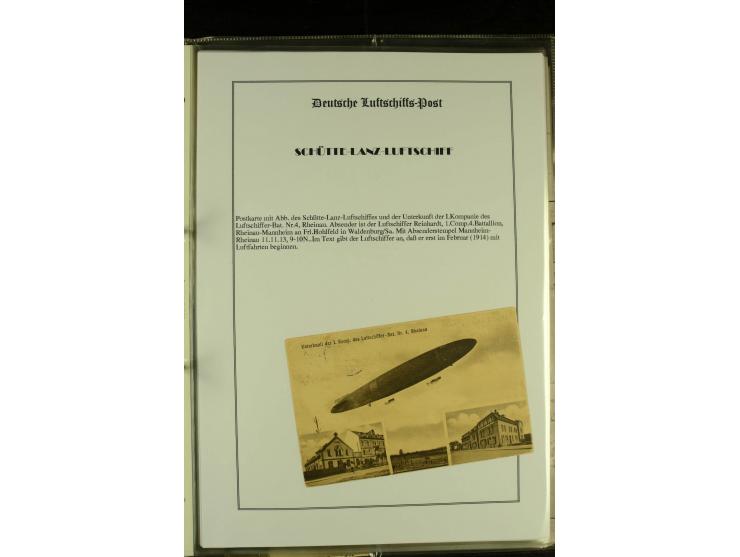 1915/1917, kleine Sammlung "Luftschiff-Feldpost" mit einigen Ansichtskarten diverser Luftschiffe, 3 Feldpostkarten mit Komman