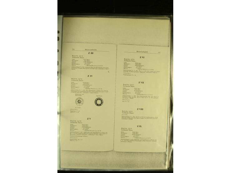 1915/1917, kleine Sammlung "Luftschiff-Feldpost" mit einigen Ansichtskarten diverser Luftschiffe, 3 Feldpostkarten mit Komman