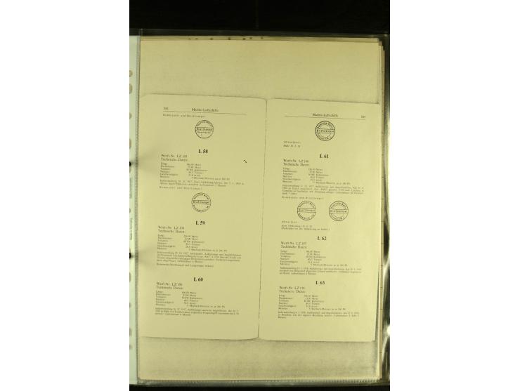 1915/1917, kleine Sammlung "Luftschiff-Feldpost" mit einigen Ansichtskarten diverser Luftschiffe, 3 Feldpostkarten mit Komman