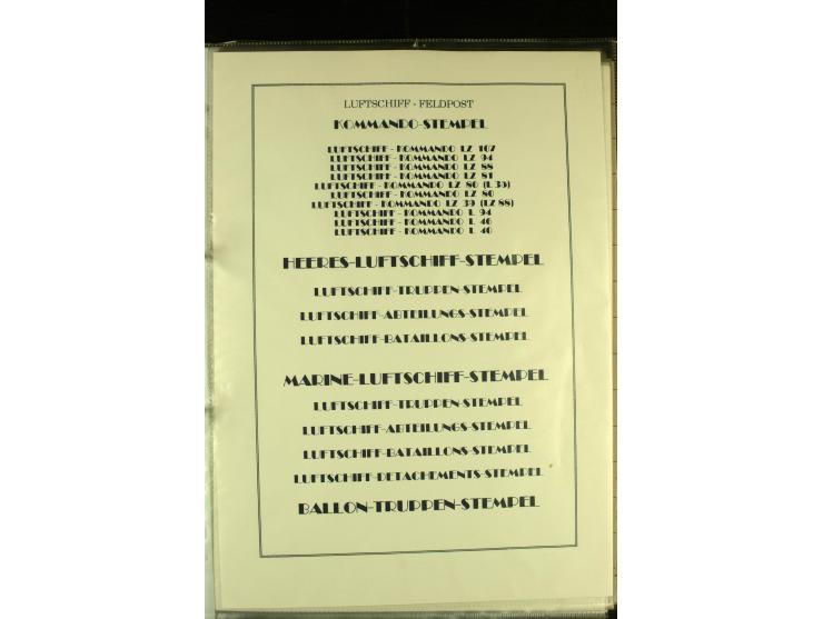 1915/1917, kleine Sammlung "Luftschiff-Feldpost" mit einigen Ansichtskarten diverser Luftschiffe, 3 Feldpostkarten mit Komman
