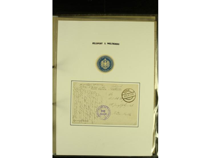 1915/1917, kleine Sammlung "Luftschiff-Feldpost" mit einigen Ansichtskarten diverser Luftschiffe, 3 Feldpostkarten mit Komman