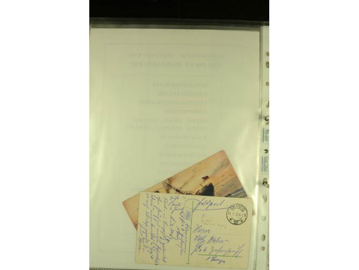 1915/1917, kleine Sammlung "Luftschiff-Feldpost" mit einigen Ansichtskarten diverser Luftschiffe, 3 Feldpostkarten mit Komman