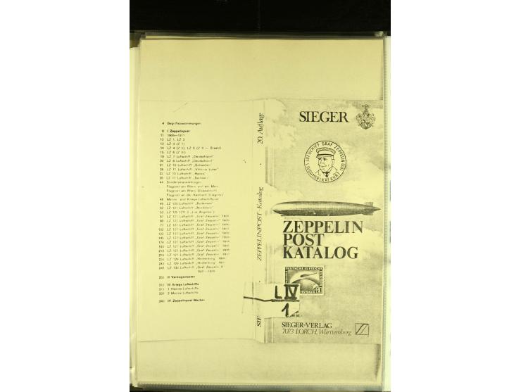 1915/1917, kleine Sammlung "Luftschiff-Feldpost" mit einigen Ansichtskarten diverser Luftschiffe, 3 Feldpostkarten mit Komman