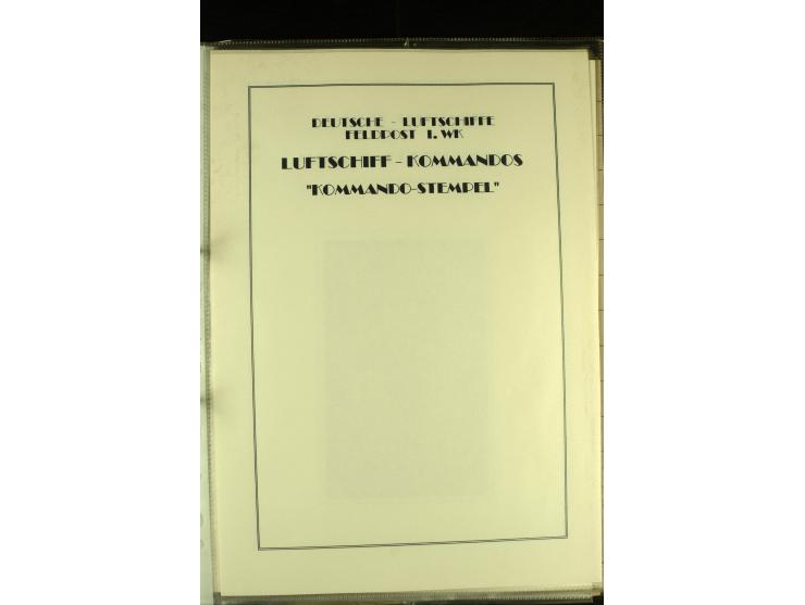 1915/1917, kleine Sammlung "Luftschiff-Feldpost" mit einigen Ansichtskarten diverser Luftschiffe, 3 Feldpostkarten mit Komman