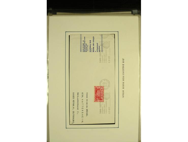 1870/1937, kleine Sammlung mit u.a. 2 Ballon Monte-Faltbriefen, Beute-Brief mit hds. Vermerk "Ballon Monte" als Feldpostbrief