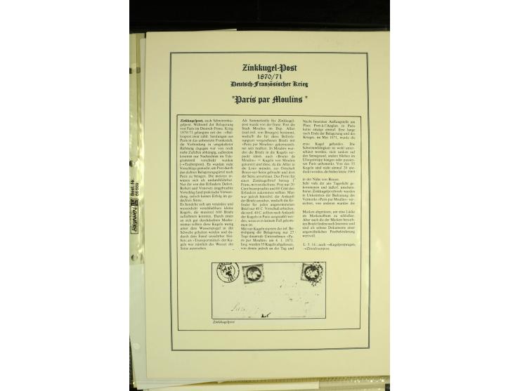 1870/1937, kleine Sammlung mit u.a. 2 Ballon Monte-Faltbriefen, Beute-Brief mit hds. Vermerk "Ballon Monte" als Feldpostbrief