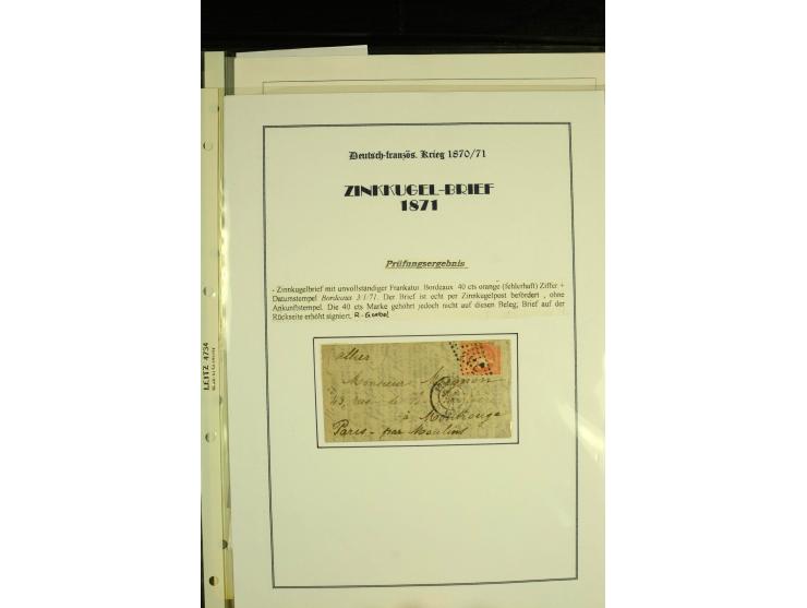 1870/1937, kleine Sammlung mit u.a. 2 Ballon Monte-Faltbriefen, Beute-Brief mit hds. Vermerk "Ballon Monte" als Feldpostbrief