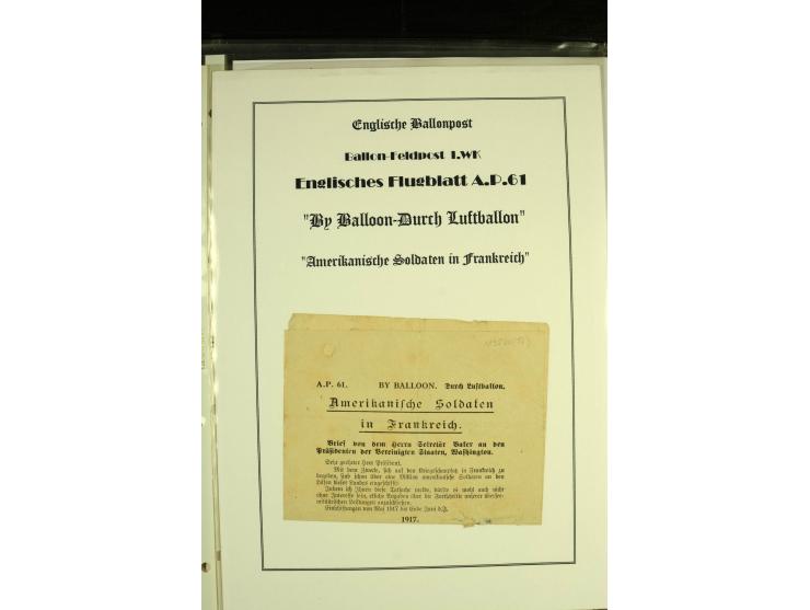 1870/1937, kleine Sammlung mit u.a. 2 Ballon Monte-Faltbriefen, Beute-Brief mit hds. Vermerk "Ballon Monte" als Feldpostbrief