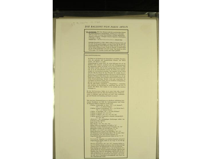 1870/1937, kleine Sammlung mit u.a. 2 Ballon Monte-Faltbriefen, Beute-Brief mit hds. Vermerk "Ballon Monte" als Feldpostbrief