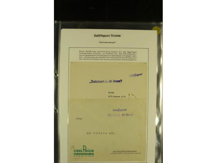 1905/1940, kleine Sammlung "Schiffspost Deutschland - Finnland" mit über 20 Briefen und Karten, am Anfang mit hds. Leitvermer