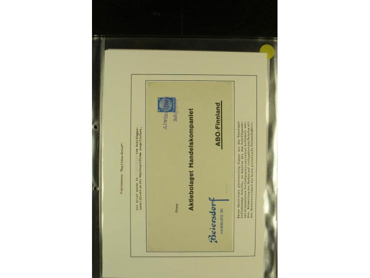 1905/1940, kleine Sammlung "Schiffspost Deutschland - Finnland" mit über 20 Briefen und Karten, am Anfang mit hds. Leitvermer