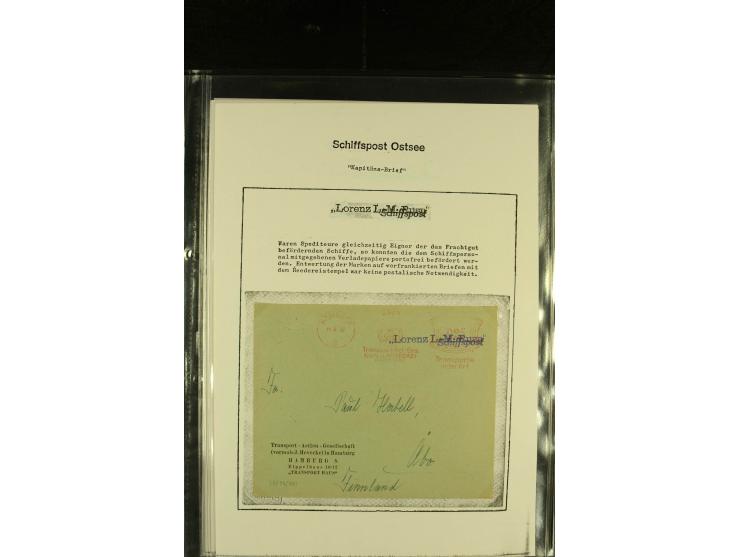 1905/1940, kleine Sammlung "Schiffspost Deutschland - Finnland" mit über 20 Briefen und Karten, am Anfang mit hds. Leitvermer