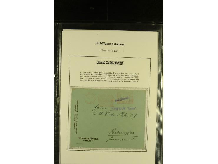 1905/1940, kleine Sammlung "Schiffspost Deutschland - Finnland" mit über 20 Briefen und Karten, am Anfang mit hds. Leitvermer