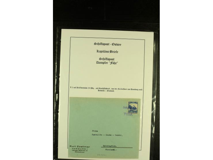 1905/1940, kleine Sammlung "Schiffspost Deutschland - Finnland" mit über 20 Briefen und Karten, am Anfang mit hds. Leitvermer
