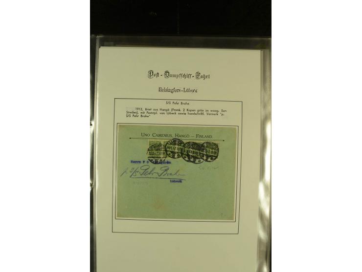 1905/1940, kleine Sammlung "Schiffspost Deutschland - Finnland" mit über 20 Briefen und Karten, am Anfang mit hds. Leitvermer