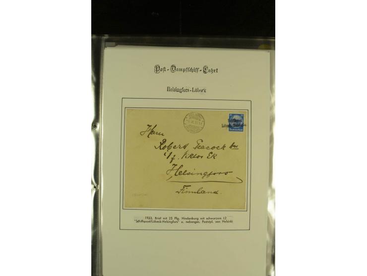 1905/1940, kleine Sammlung "Schiffspost Deutschland - Finnland" mit über 20 Briefen und Karten, am Anfang mit hds. Leitvermer