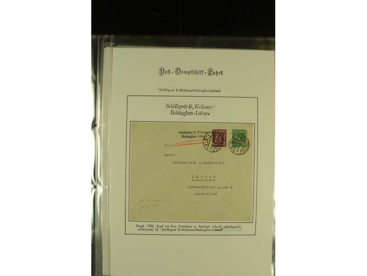 1905/1940, kleine Sammlung "Schiffspost Deutschland - Finnland" mit über 20 Briefen und Karten, am Anfang mit hds. Leitvermer