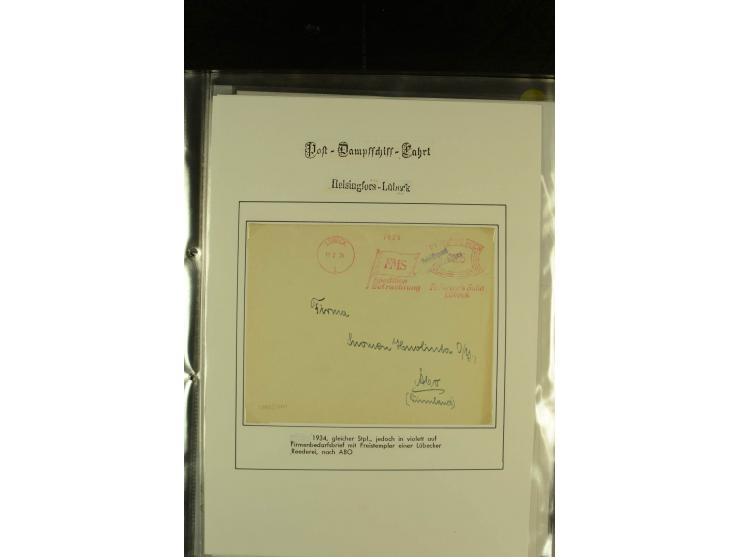 1905/1940, kleine Sammlung "Schiffspost Deutschland - Finnland" mit über 20 Briefen und Karten, am Anfang mit hds. Leitvermer