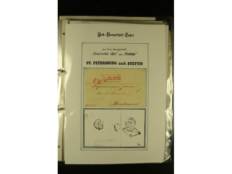 1812/1940 (ca.), umfangreiche Sammlung "Dampfschiffahrt auf der Ost- und Nordsee" mit ca. 240 Briefen und Karten, dabei frühe