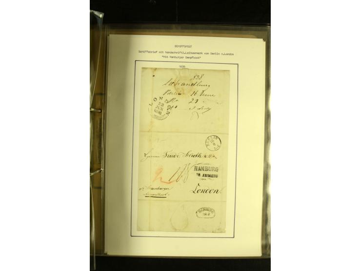 1812/1940 (ca.), umfangreiche Sammlung "Dampfschiffahrt auf der Ost- und Nordsee" mit ca. 240 Briefen und Karten, dabei frühe