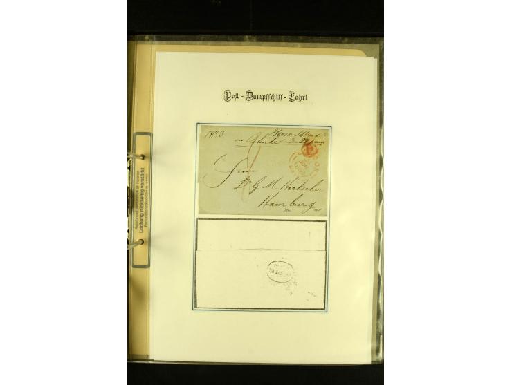 1812/1940 (ca.), umfangreiche Sammlung "Dampfschiffahrt auf der Ost- und Nordsee" mit ca. 240 Briefen und Karten, dabei frühe