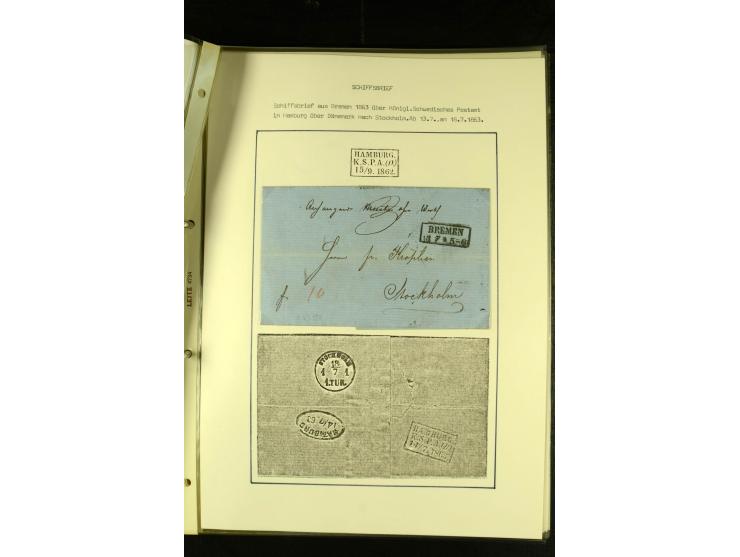 1812/1940 (ca.), umfangreiche Sammlung "Dampfschiffahrt auf der Ost- und Nordsee" mit ca. 240 Briefen und Karten, dabei frühe