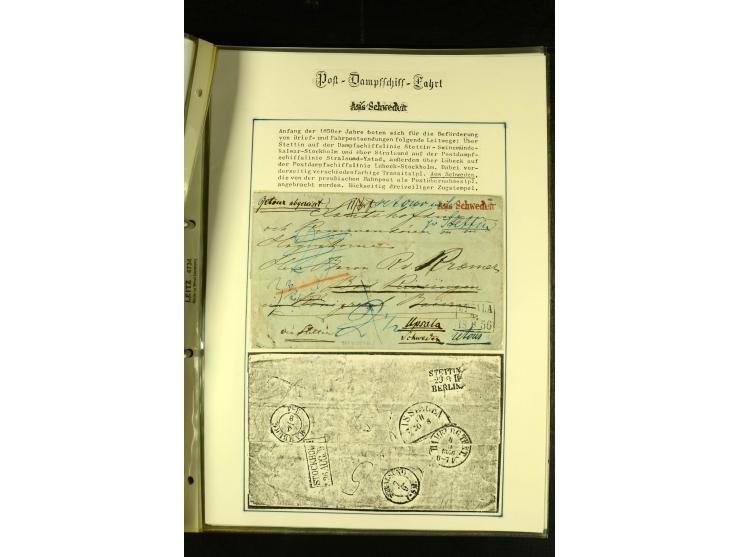 1812/1940 (ca.), umfangreiche Sammlung "Dampfschiffahrt auf der Ost- und Nordsee" mit ca. 240 Briefen und Karten, dabei frühe