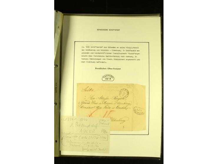 1812/1940 (ca.), umfangreiche Sammlung "Dampfschiffahrt auf der Ost- und Nordsee" mit ca. 240 Briefen und Karten, dabei frühe