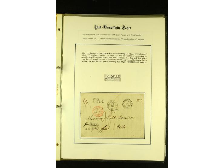 1812/1940 (ca.), umfangreiche Sammlung "Dampfschiffahrt auf der Ost- und Nordsee" mit ca. 240 Briefen und Karten, dabei frühe