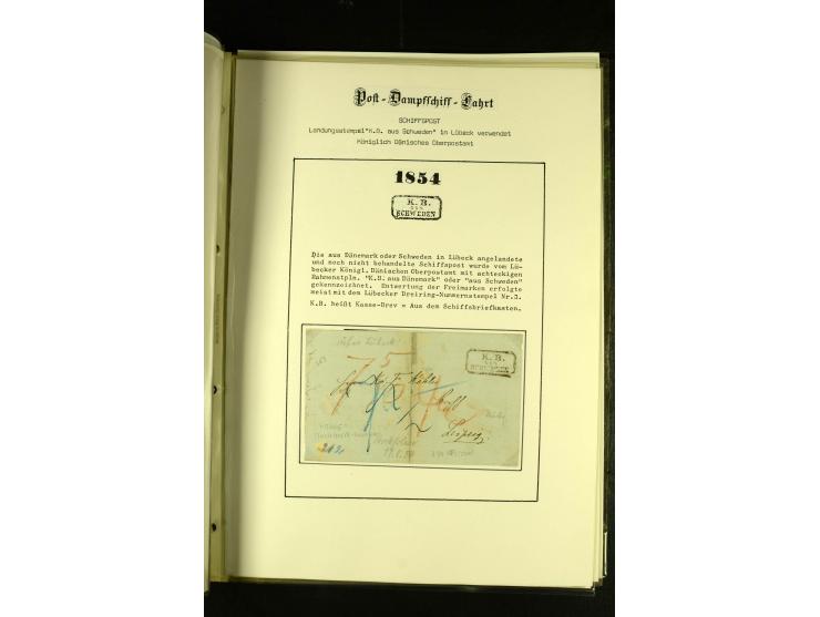 1812/1940 (ca.), umfangreiche Sammlung "Dampfschiffahrt auf der Ost- und Nordsee" mit ca. 240 Briefen und Karten, dabei frühe