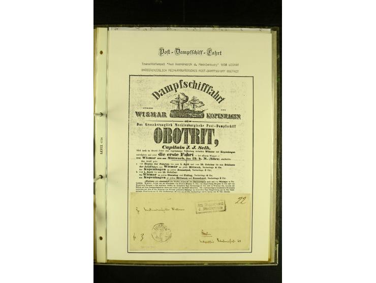 1812/1940 (ca.), umfangreiche Sammlung "Dampfschiffahrt auf der Ost- und Nordsee" mit ca. 240 Briefen und Karten, dabei frühe