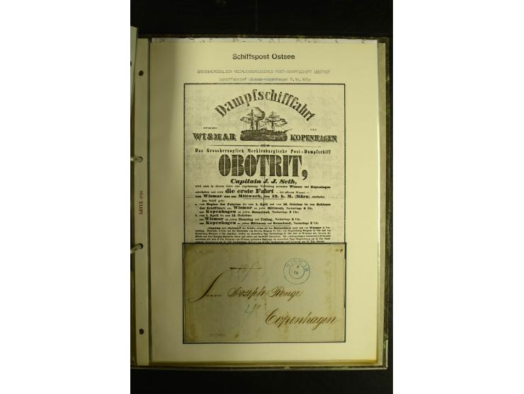 1812/1940 (ca.), umfangreiche Sammlung "Dampfschiffahrt auf der Ost- und Nordsee" mit ca. 240 Briefen und Karten, dabei frühe