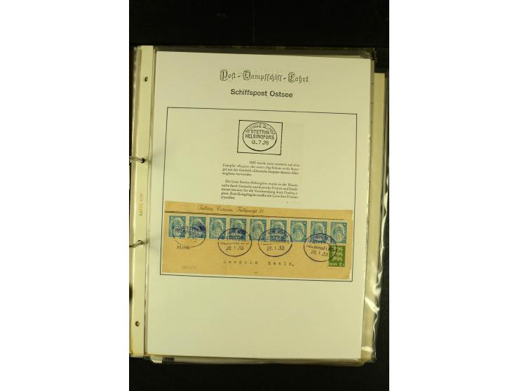1812/1940 (ca.), umfangreiche Sammlung "Dampfschiffahrt auf der Ost- und Nordsee" mit ca. 240 Briefen und Karten, dabei frühe