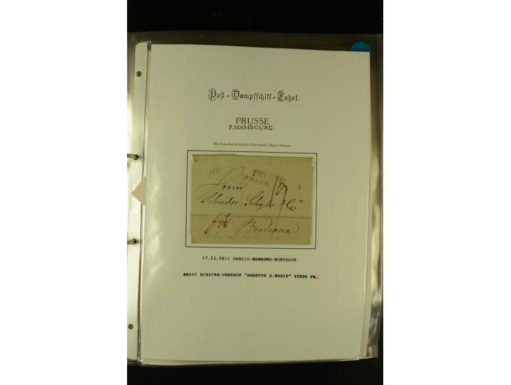 1812/1940 (ca.), umfangreiche Sammlung "Dampfschiffahrt auf der Ost- und Nordsee" mit ca. 240 Briefen und Karten, dabei frühe